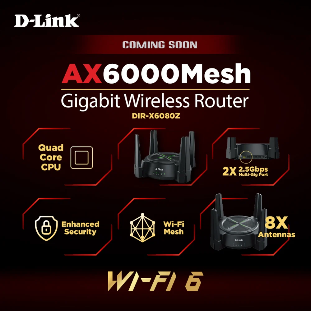 Dlink Router WIFI6 AX6000 DIR X6080Z